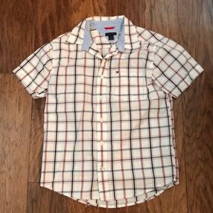 Tommy Hilfiger shirt. White with blue and red.